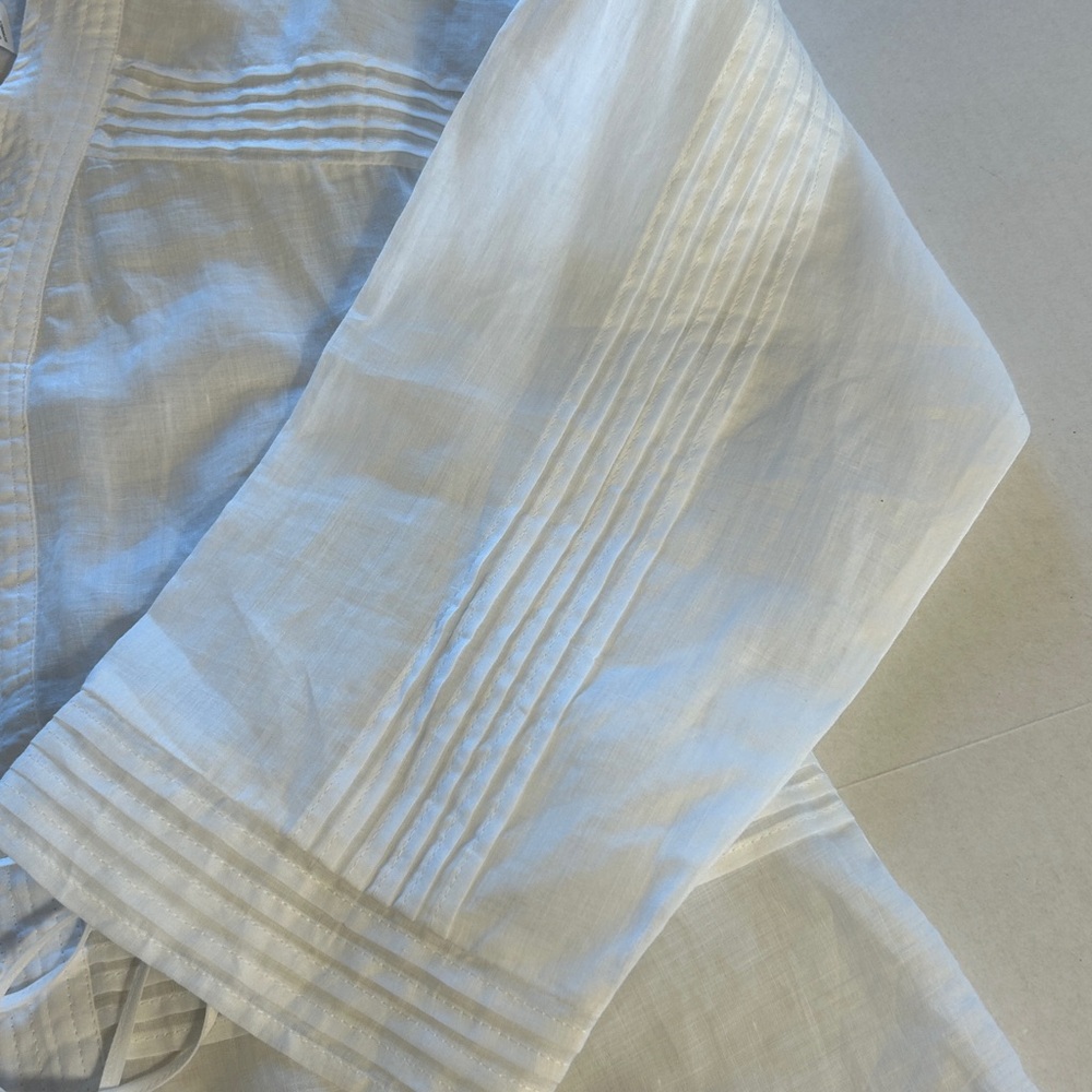 NWT Rag & Bone Viviana V-Neck Button Front Ramie White Blouse Sz L - Picture 9 of 15